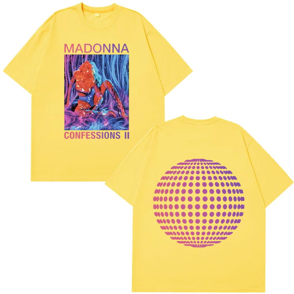 Vintage Madonna Graphic T Shirt Pop Music Singer Confessions Album Art Disco Ball Print Short Sleeve Oversized Crew Neck Unisex Streetwear Tops Tees