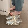 Fashion Forrest Gump shoes women's 2025 new summer silver flat-bottomed lace-up casual sports comfortable and lightweight white shoes