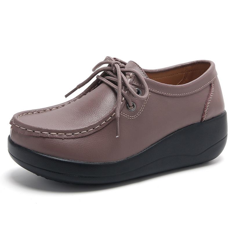 

Осенние женские туфли на шнуровке с круглым носком в ретро-стиле на танкетке на толстой подошве, универсальные туфли-маффины 41