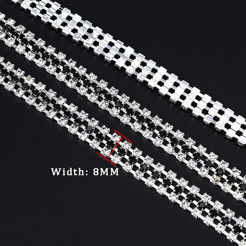 10Yards 3 Rows Rhinestone Chain Trim Sparkly Crystal Diamond Applique  Sewing DIY Craft Decoration Clothing Gift Accessories