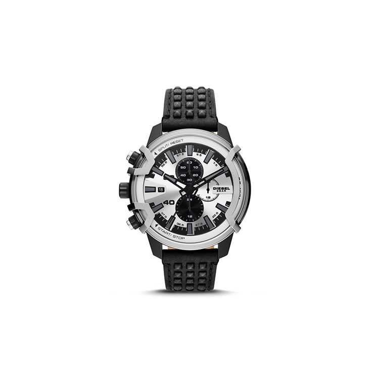 Diesel Watch Quartz Movement Leather Strap Silver Dial Chronograph Calendar Men watches DZ4571 Regular Watch Box,Black White Watch Dial