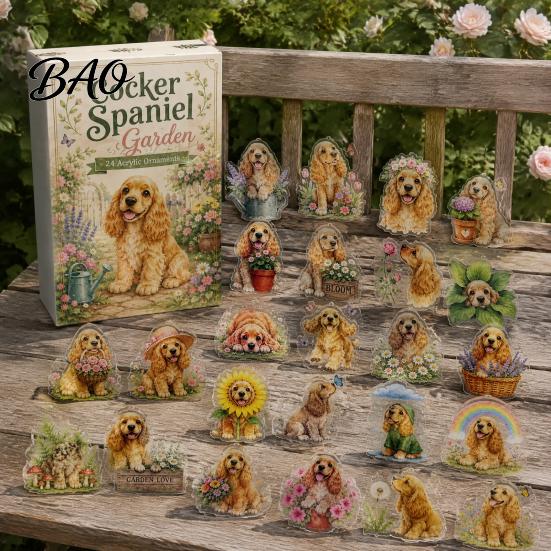 Cute Dog Theme Decor Advent Calendars 2026, 24 Days Christmas Countdown Calendar with 2D Acrylic Hanging Ornaments Ornament, Collectible Animal