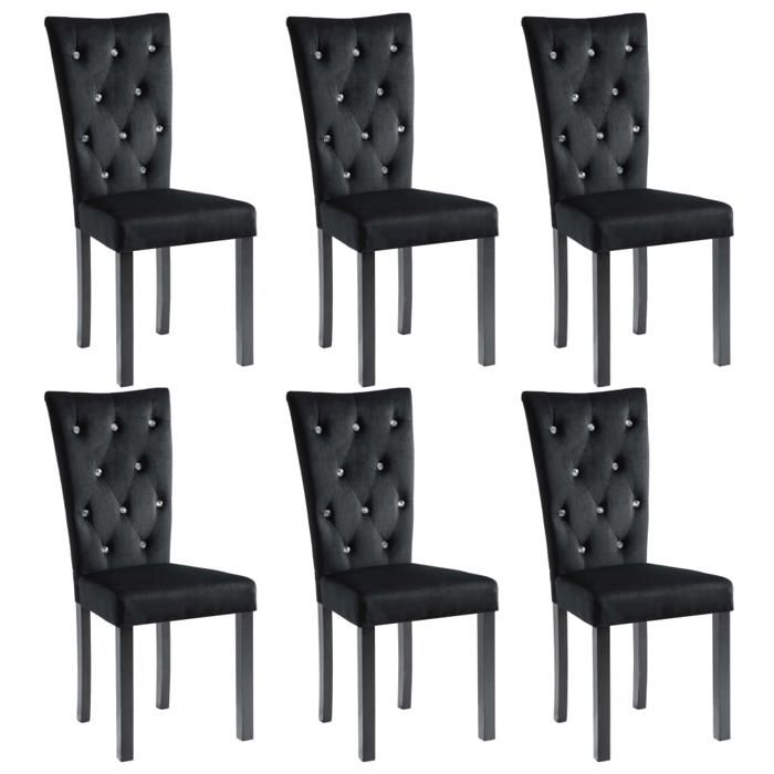 VidaXL 6x Chaise de Salle à Manger Velours Noir Chaise de Cuisine Siège 275220