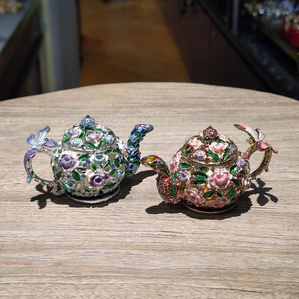 Chińskie Retro Pastoralny Styl Emaliowane Pudełko na Biżuterię Rękodzieło Dekoracja Domu Czajnik Mała Ozdoba Pudełko na Biżuterię