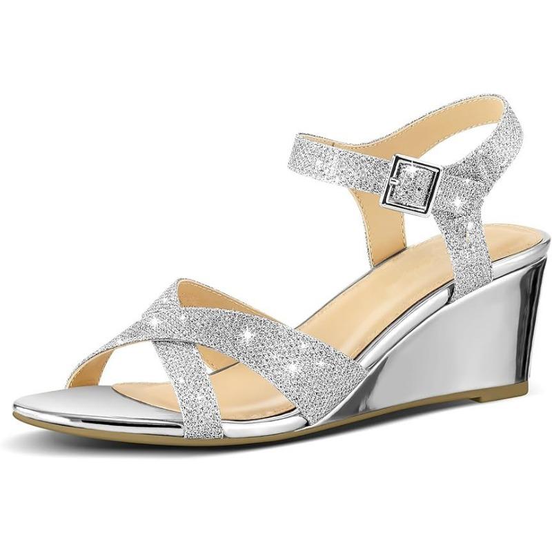 Spring new wedge heel sandals one-button fashionable versatile women's shoes