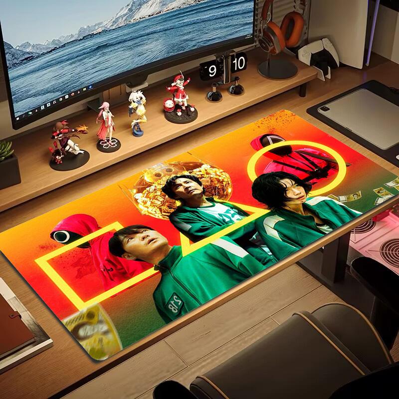Squid Game Poster Color Mouse Pad Large Gaming Table Cushion Non-slip Laptop Tablet Big Mousepad XXL Mat Mini PC Playmat With Lock Edge