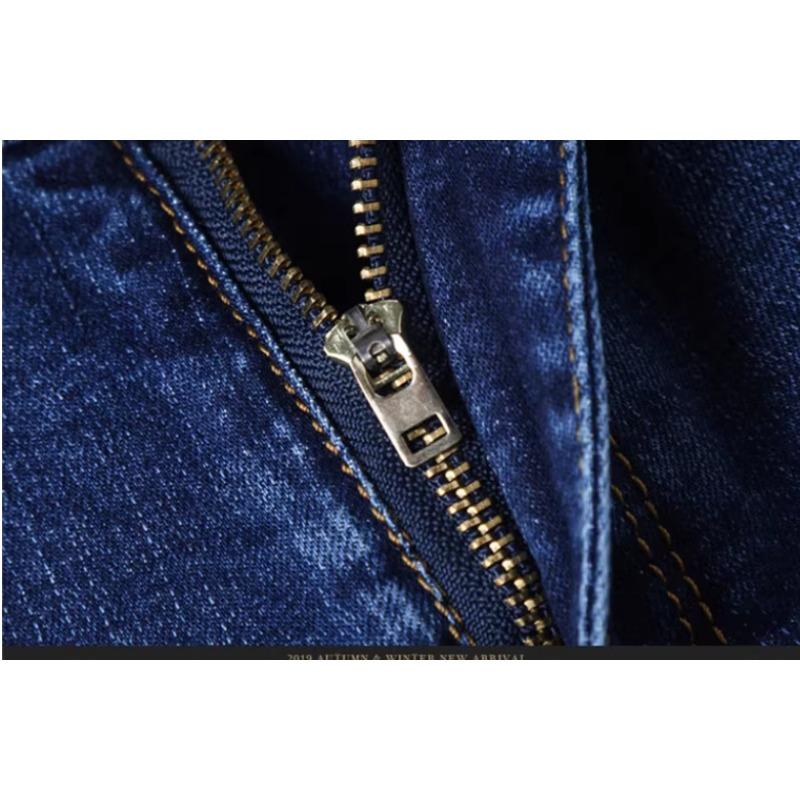 Jeans Grosso Elástico Reto Masculino para Outono/Inverno - Ajuste Casual Slim para Estilo Empresarial de Meia-Idade