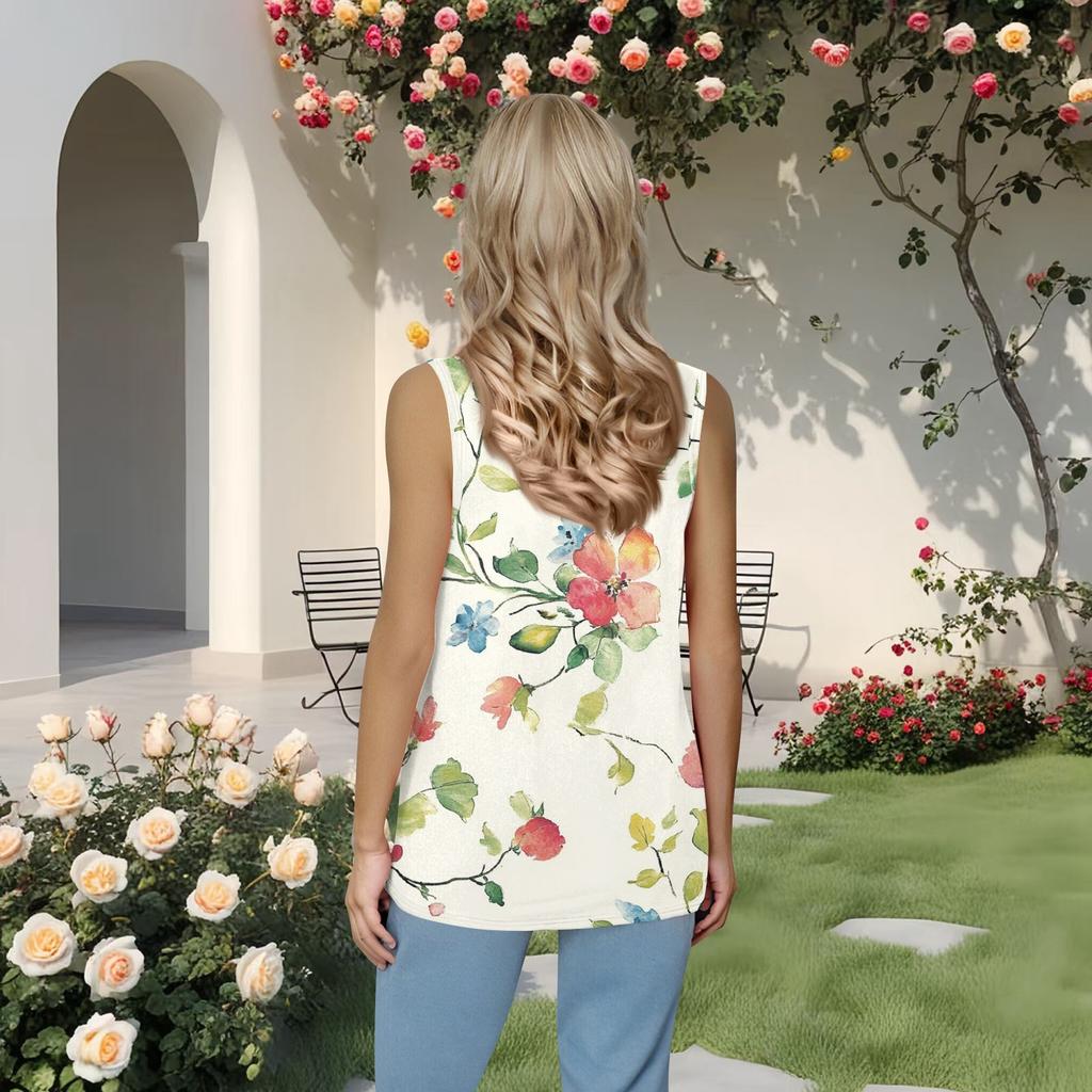 Ärmelloses T-Shirt mit plissiertem, quadratischem Kragen für Damen