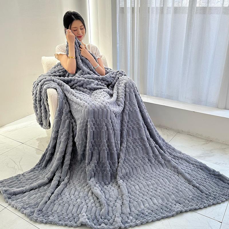 Four Seasons Thick Warm Fleece Blanket Lightweight Luxury Solid Color Multifunctional Rabbit Fleece Blanket Bedroom Room Blanke