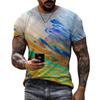 Summer Round Neck 3D Vibrant Ethnic Print Top Fashionable Casual Short Sleeved Men's T-shirts