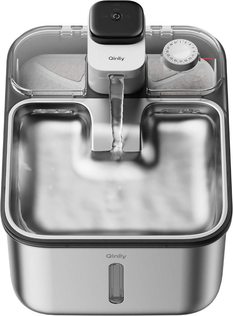 Ceramic Cat Water Fountain with Stainless Steel Circulation