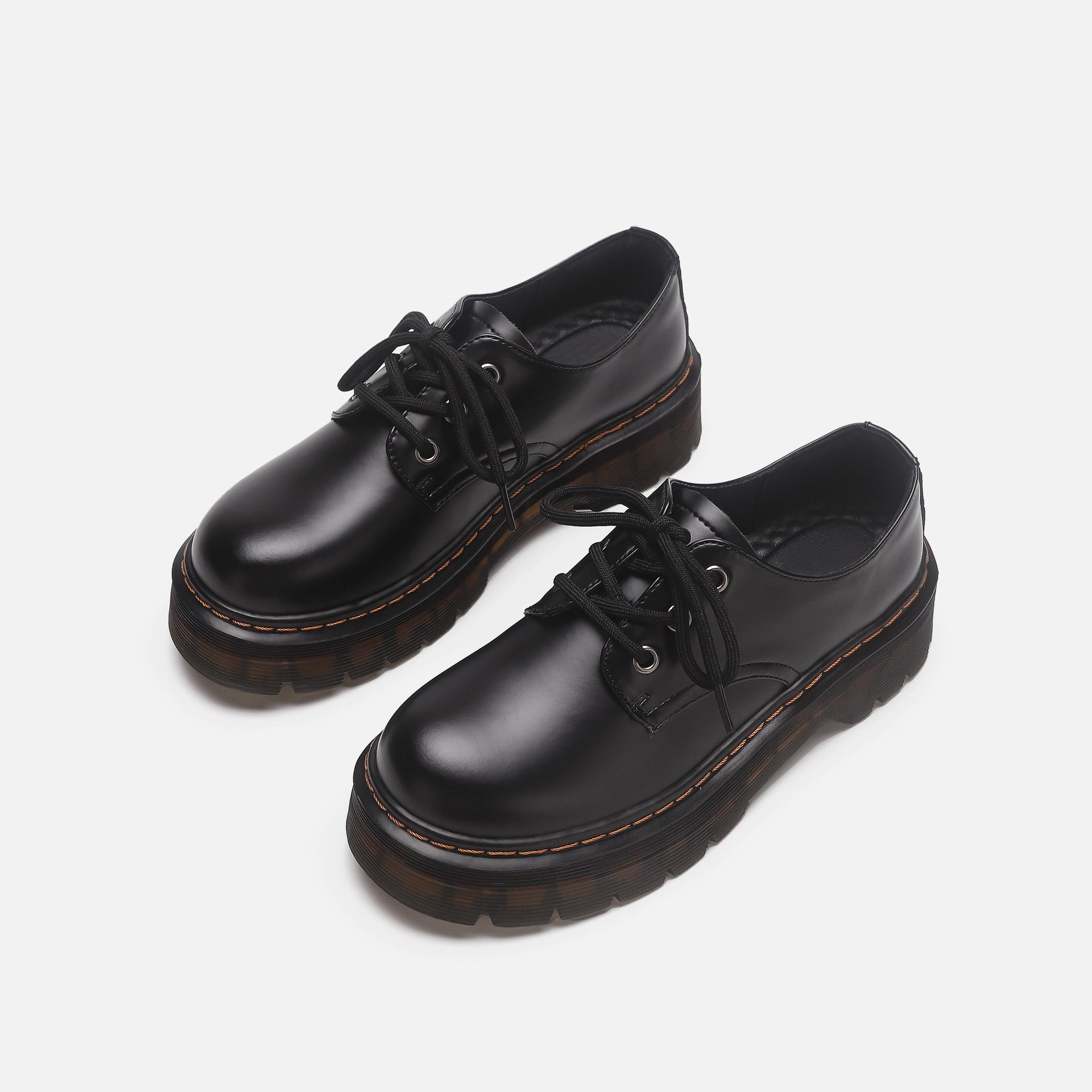 

Маленькие кожаные туфли женские 3-дырочные туфли для униформы из натуральной кожи 1461 платформа ботинки Мартин из кожи 40 чёрный