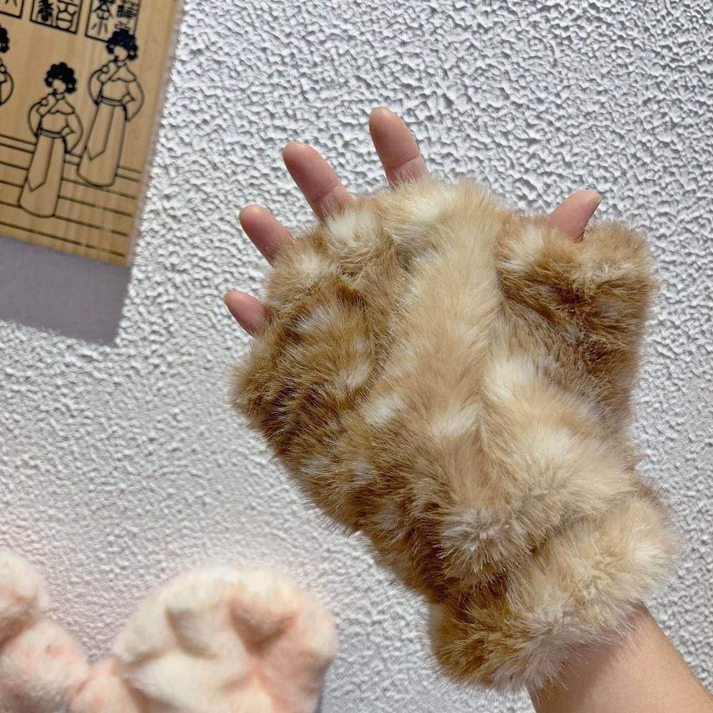 Trendy Thickened Deer Gloves Cold-proof Touchscreen Winter Gloves Warm Windproof Half-fingered Gloves Outdoor Activity