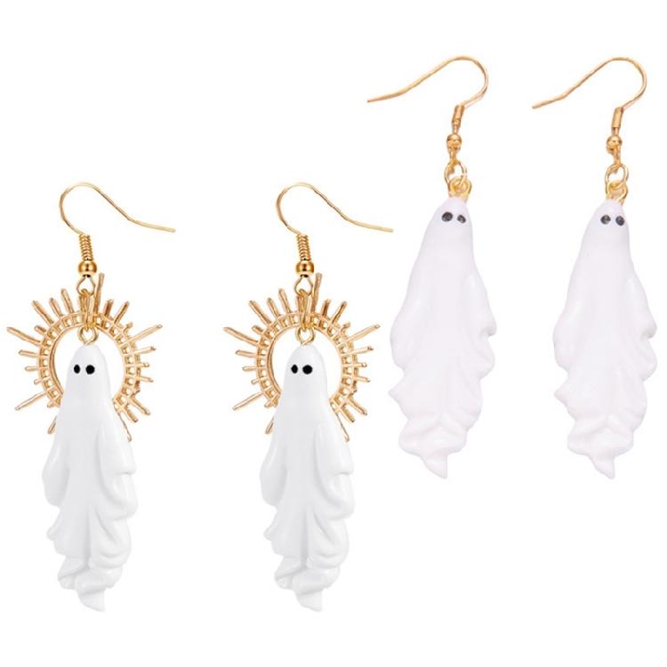 

2 Pairs Festival Specter Earrings Playful Halloween Dangle Jewelry User Friendly Alloy Accessories for Costume Event 1