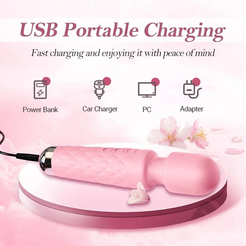 Female 20 Speeds Magic-Wand G Spot Clitoris Stimulator Powerful High Frequency Anal Vibrators Women Masturbation Adult Sex Toys