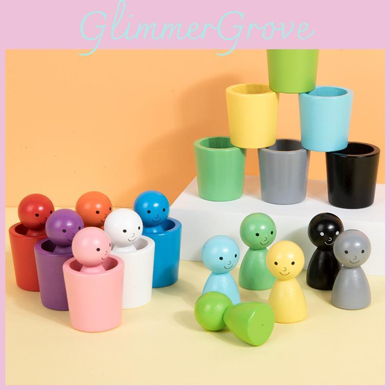 Classification Wooden Color Cups For Kids Early Education Learning Toy Gift