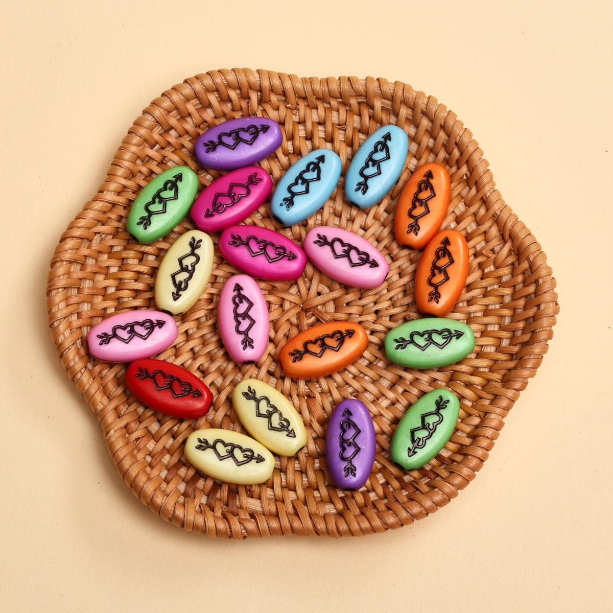 

20 шт. 17,5*9,5 мм Стрела сквозь сердце акриловые бусины из сосны аксессуар DIY ожерелье