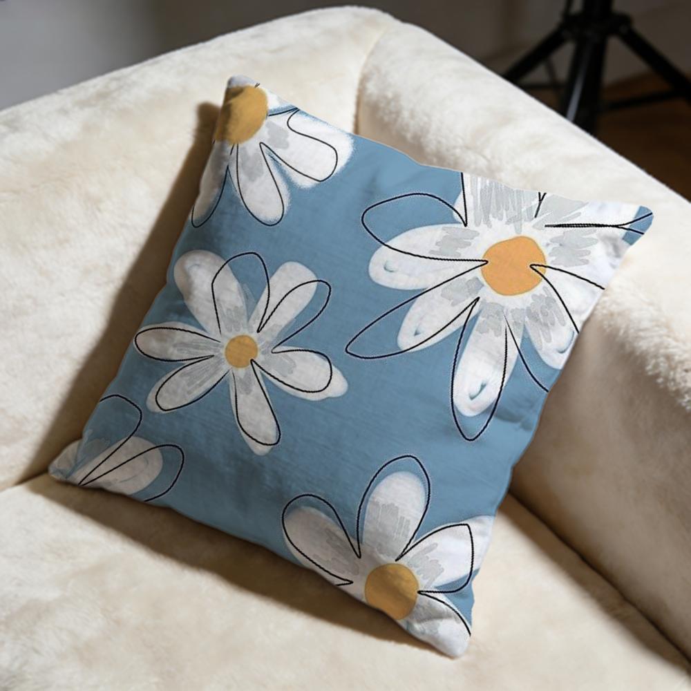 Line Flowers Cushion Cover Soft Decorative Pillow Case Suitable for Bedroom Sofa Car Travel Use