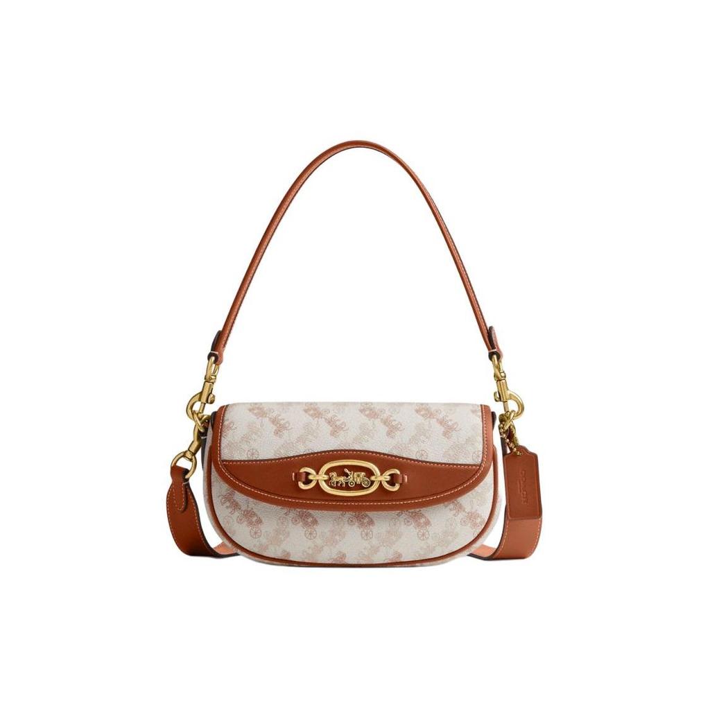 Coach Harley 23 Classic Logo Saddle Bag Women Shoulder Bag Chalk Polished-Amber CR511-B4TXF
