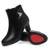Fashion 6cm Fashion Breathable Business Casual Med Block Heels Shoes Winter 2025 Black Soft Leather Short Ankle Snow Boots for Work Mom