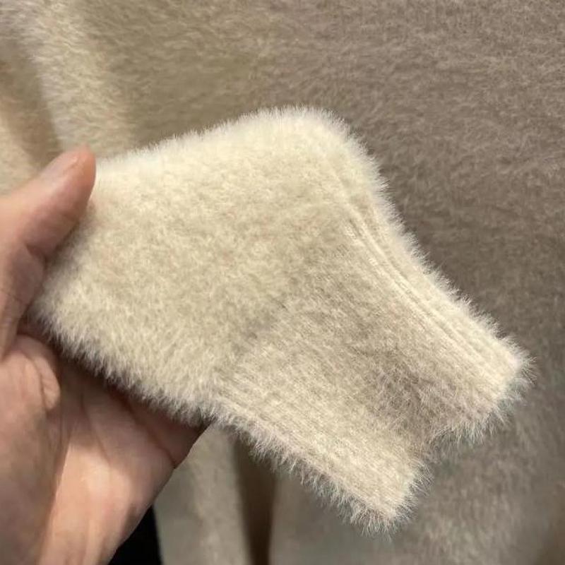 Women's Turtleneck Sweater Faux Mink Women Solid Plush Thickened Warm Bottoming Shirts Basic Knitwear Thermal Pullovers