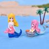 Plastic Cartoon Mermaid Figurine Shell Hair Yellow Pink Red Crafted Aquarium Ornament