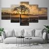5 Stück Wandkunst Leinwand Malerei Sonnenaufgang Baum Landschaft Poster Moderne Dekoration für Wohnzimmer Modulare Bilder