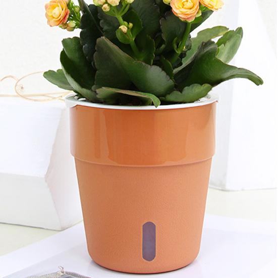 Plant Pot Eye-catching Heat Resistant Plastic Automatic Water Absorption Plant Pot with Cotton Ropes for Home