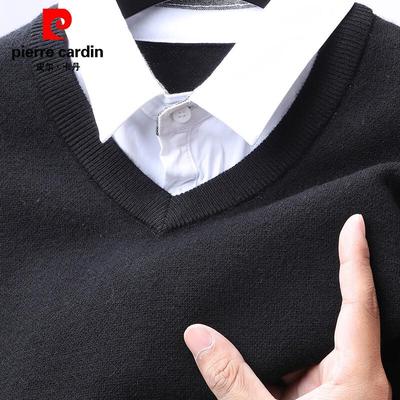 Pierre Cardin Herren 100% Wolle Faux Zweiteiler V-Ausschnitt Pullover