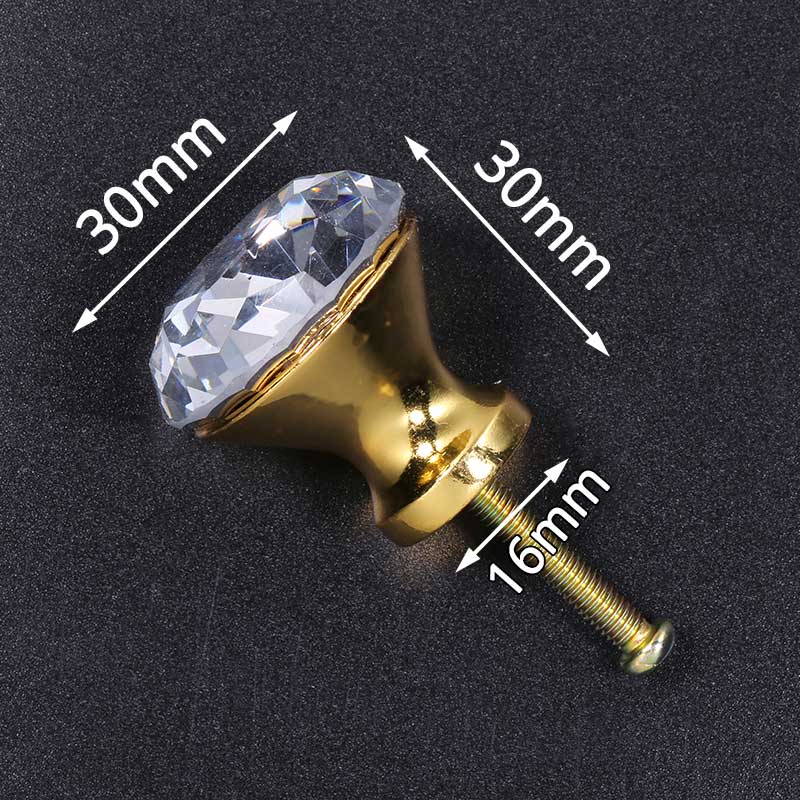 KAK 30mm Diamond Shape Design Colorful Crystal Glass Knobs Cupboard Drawer Pull Door Kitchen Cabinet Wardrobe Handles Hardware