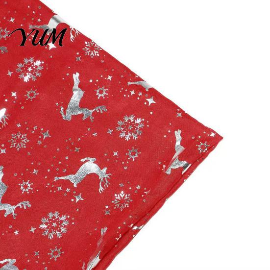 Elegant Hot Stamping Scarf Christmas Theme for Women, Glitter Sparkly Foil Reindeer Soft Polyester Neck Print Scarves, Lightweight Shawl Wrap