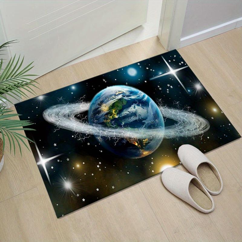 Cosmic Earth Rug with Galaxy Design - Modern Home Decor for Bedroom or Living Room, Unique Space-Themed Carpet