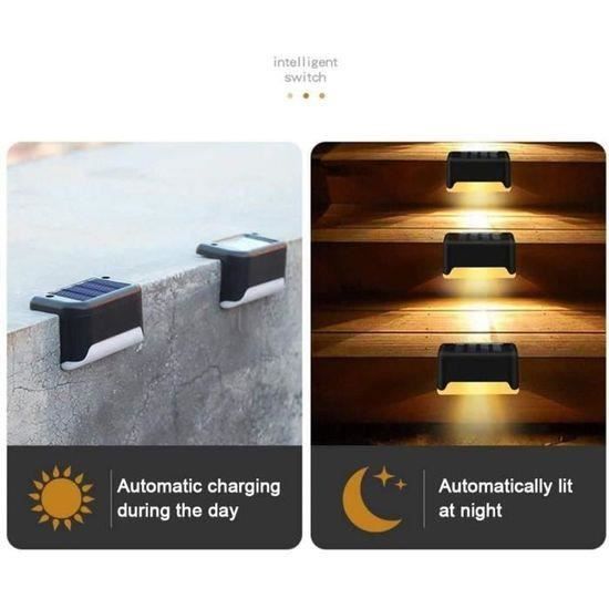 Lote de 8 luces solares de exterior para escalera - Impermeable - Iluminación LED para escalera exterior, peldaños, patio-NEGRO-blanco