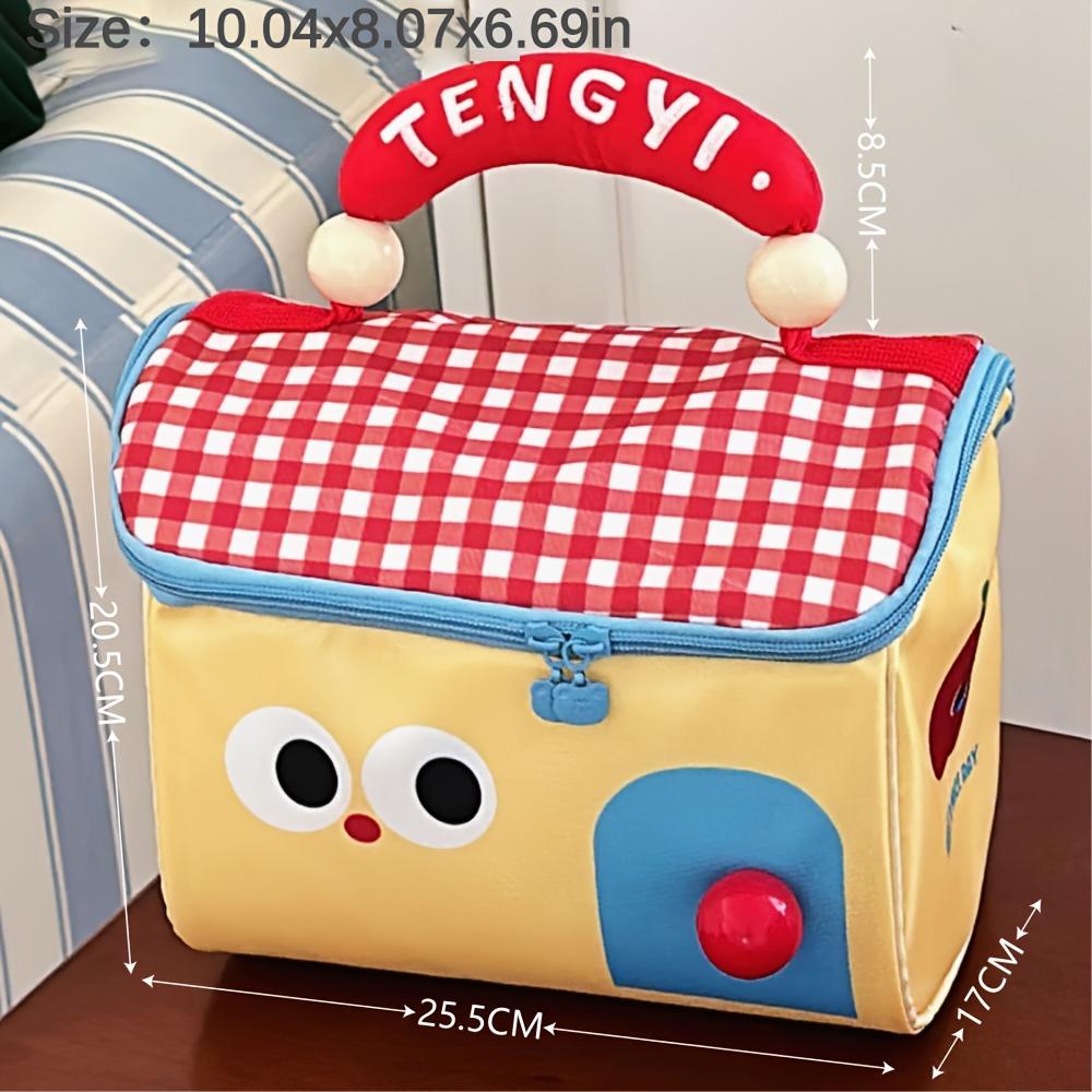 

1 шт. Милая сумка для макияжа в стиле коттеджа, большой вместимости, многофункциональная, с термоизоляцией для сохранения свежести, сумка-ланчбокс, сумка-тоут, косметичка