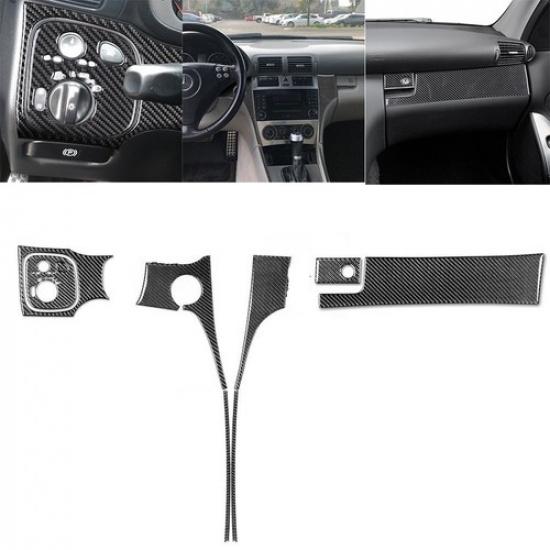 8Pcs Carbon Fiber Interior Dashboard Kit Cover Trim For Mercedes-Benz W203