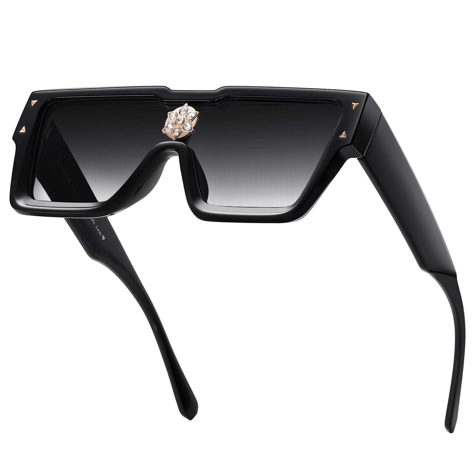 

Retro Square Sunglasses Metal Punk Rock Hip Hop Black Tint Sunglasses for Men Women Gradual [SHEEN KELLY] (1-3 Black)