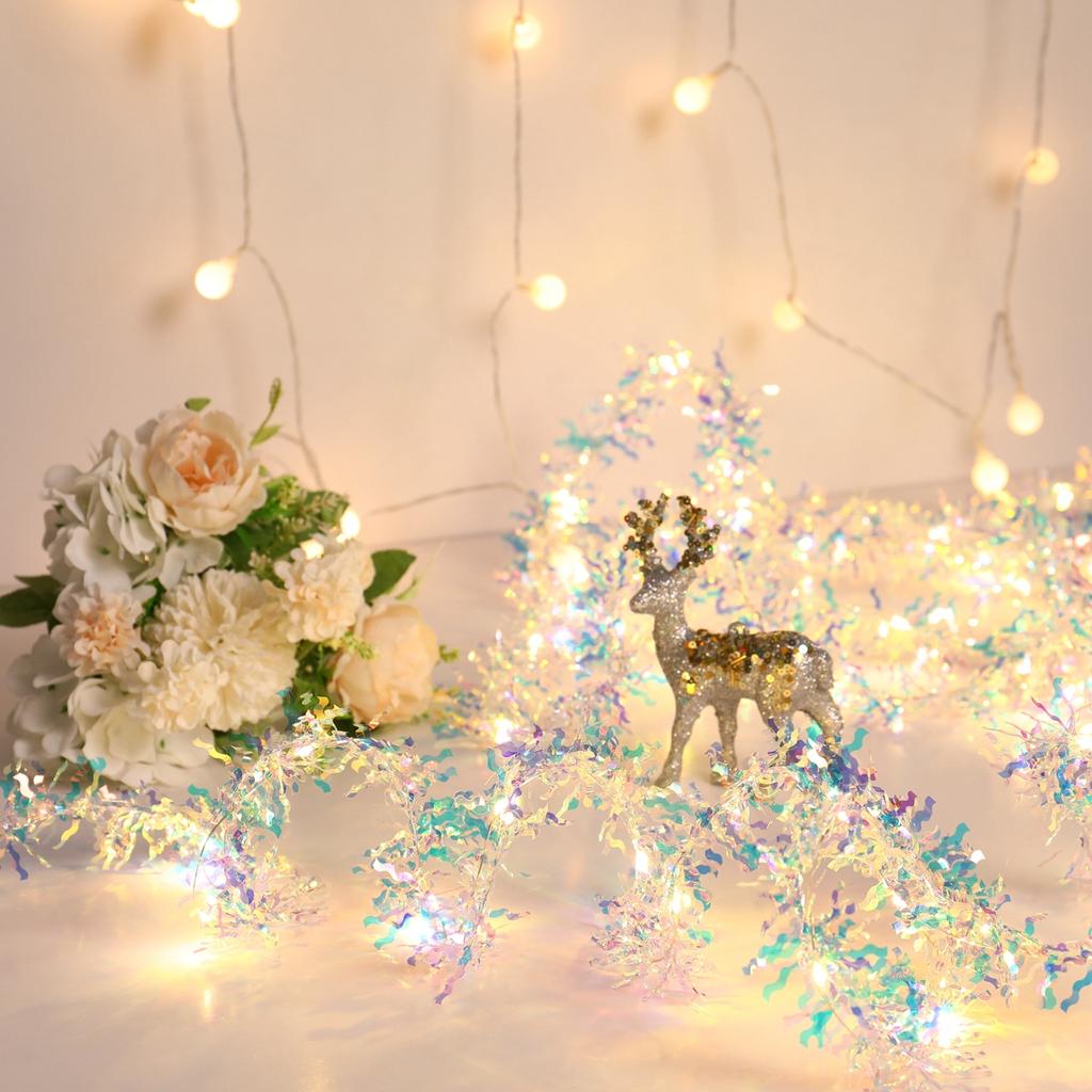 Christmas Iridescent Artificial Madder Colorful Foil Tassel Garland Christmas Tree Wedding Birthday Party Home Decor Supplies