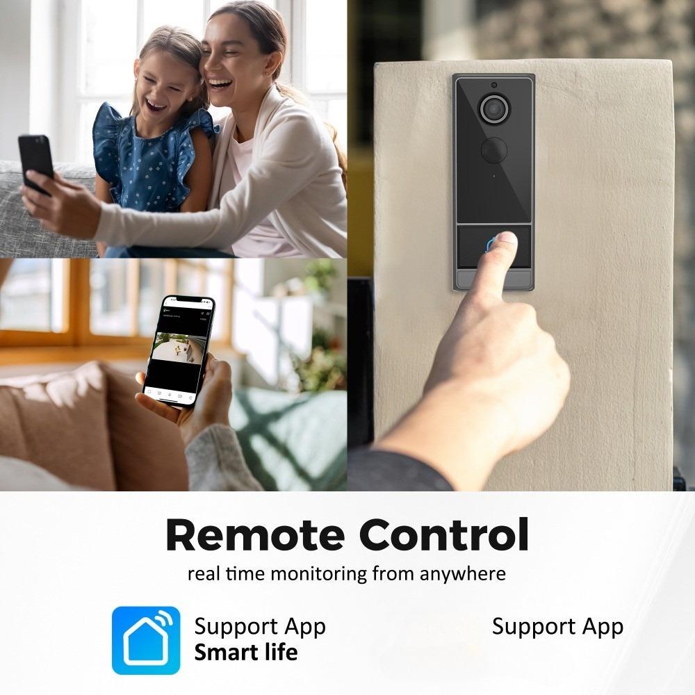 Campainha de Vídeo Inteligente WIFI Sem Fio IP65 Intercomunicador Câmera Sistema de Segurança Residencial Detecção de Movimento Visão Noturna Campainha de Porta
