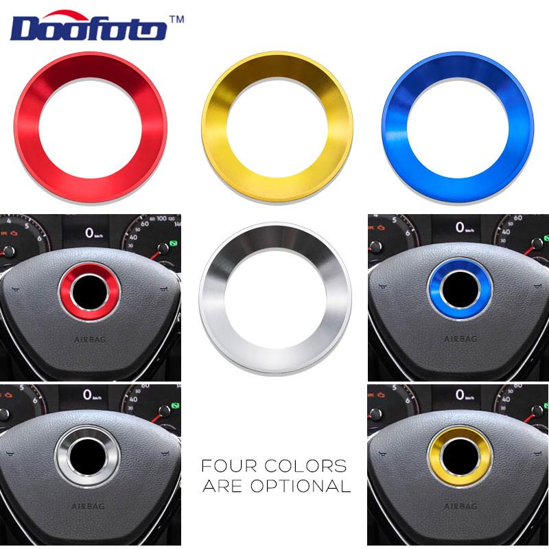 Car Interior Steering Wheel Emblem 3D Sticker Styling Aluminium Alloy Sticker Case For Volkswagen Golf 6 7 Polo CC Tiguan
