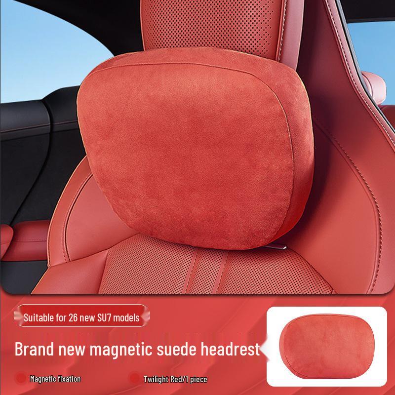 Compatible with Xiaomi 26 Models: SU7 Magnetic Headrest Neck & Lumbar Support Cushion for Car Decoration and Comfort.