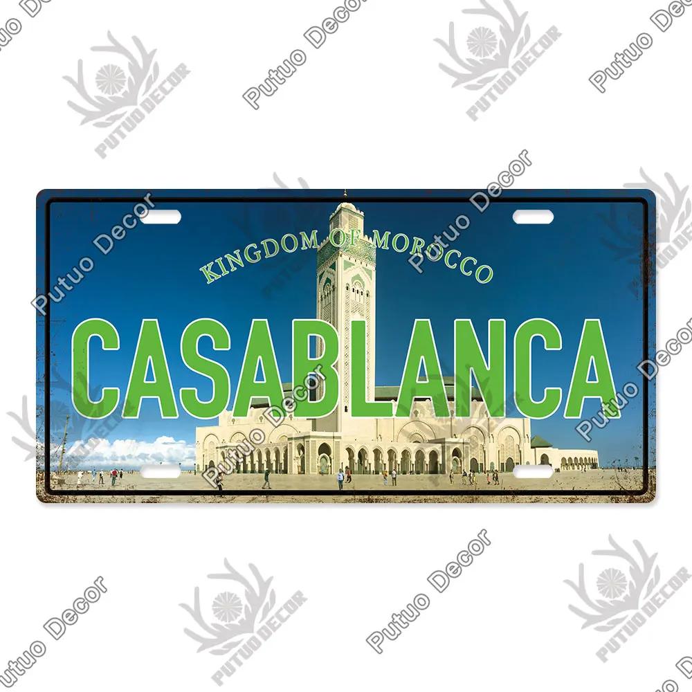 Famous City License Plate Metal Sign Vintage Decor for Home Bedroom Man Cave Wall