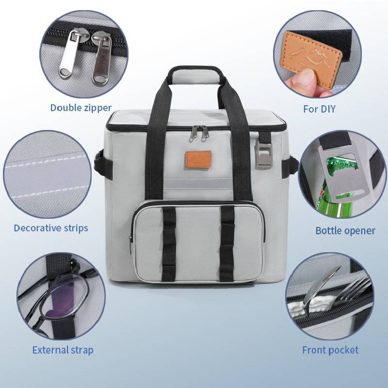 Oxford Cloth Portable Cooler Bag For Outdoor Camping And Picnic With Insulation And Large Capacity