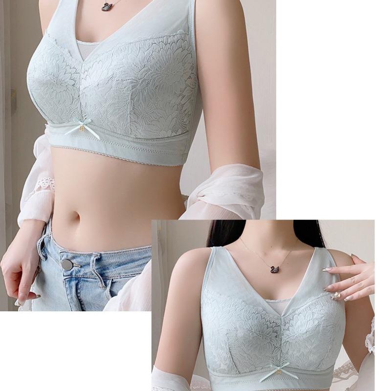 Big Breasts Show Small Underwear Women's Summer Thin Section Gathered Without Steel Ring Seamless Large Size Anti-glare and Anti-sagging Bra
