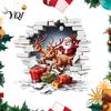 Creative Holiday Wall Murals Santa Claus Toilet Sticker, Elk And Gift Box Print, 3D Home Decor Christmas Decal, Removable Waterproof PVC Sticker
