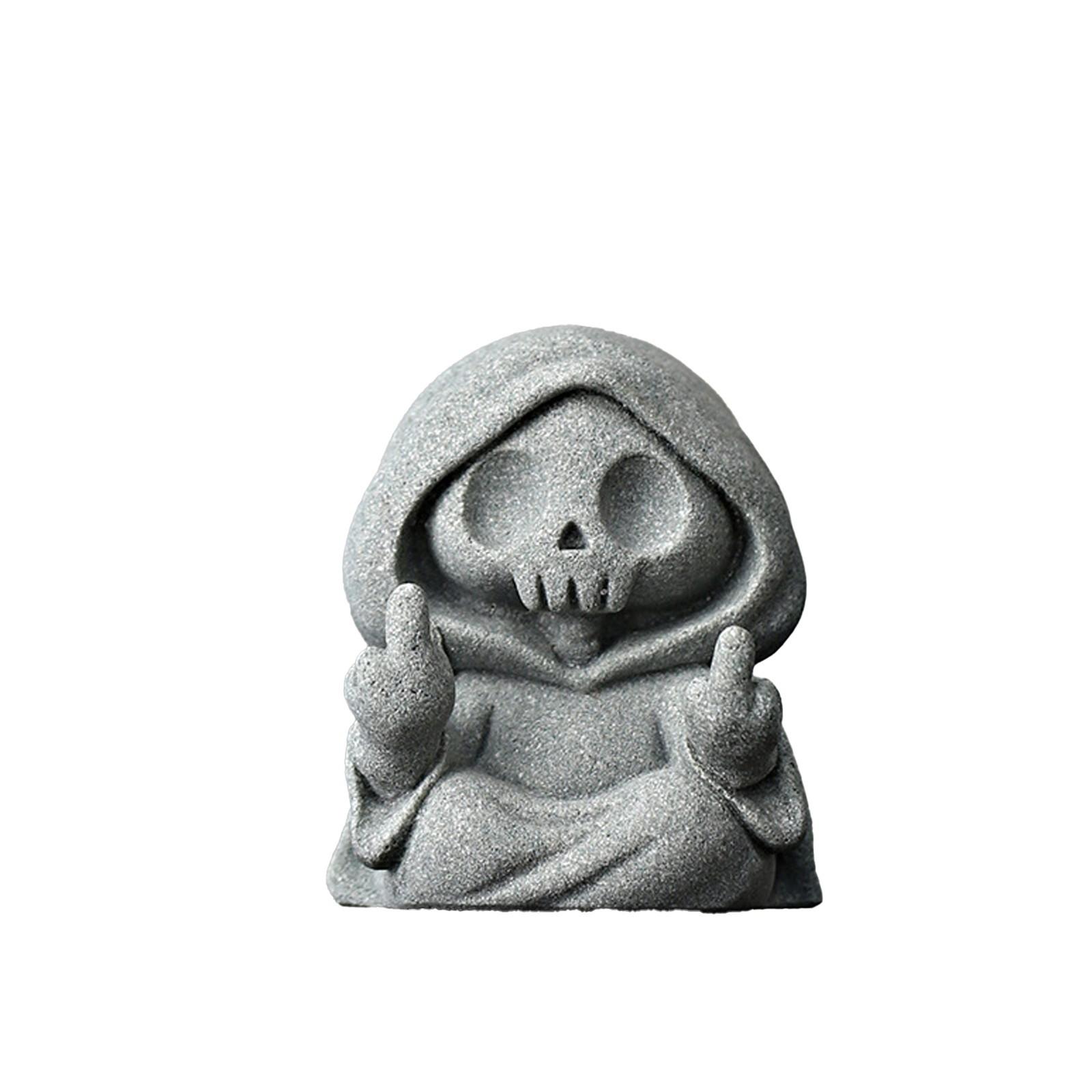 Funny Grim Reaper Skeleton Figurine, Unique Resin Statue, Desk Decor, Gothic Collectible, Halloween Gift, Home Ornament, Purple Cloak, 4 Inch