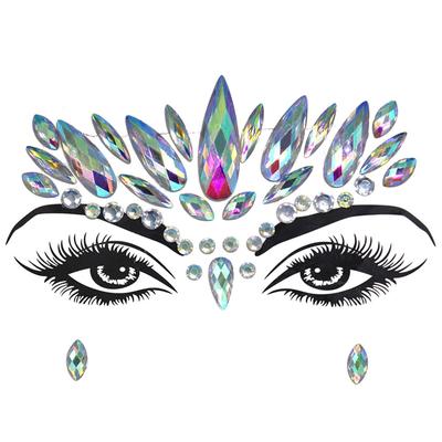 10pcs Diamond Stickers Luminous Reusable Face Gemstones Stickers For Music Festival Carnival Crazy