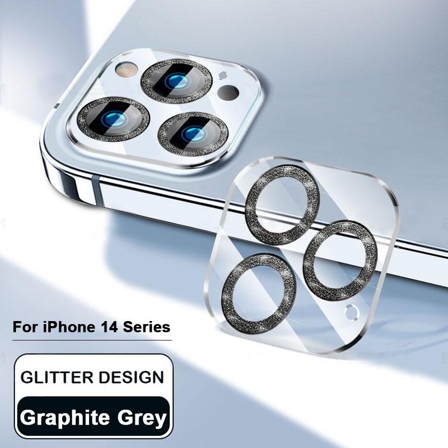 

Для iPhone 14 Plus 14 Pro max блестящее стекло для камеры, прозрачное защитное кольцо с бриллиантом для защиты объектива 14 серый