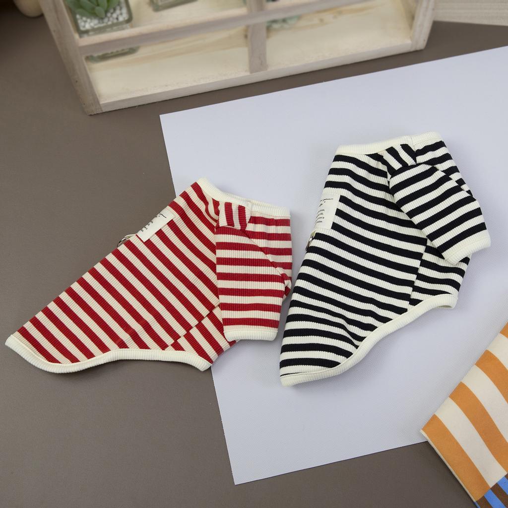 Winter Warm Black Striped Dog Bottoming Shirt Soft Adorable Pet Vest for Maltese Small Breed Dogs Puppy Clothes Pet Clothe Stuff