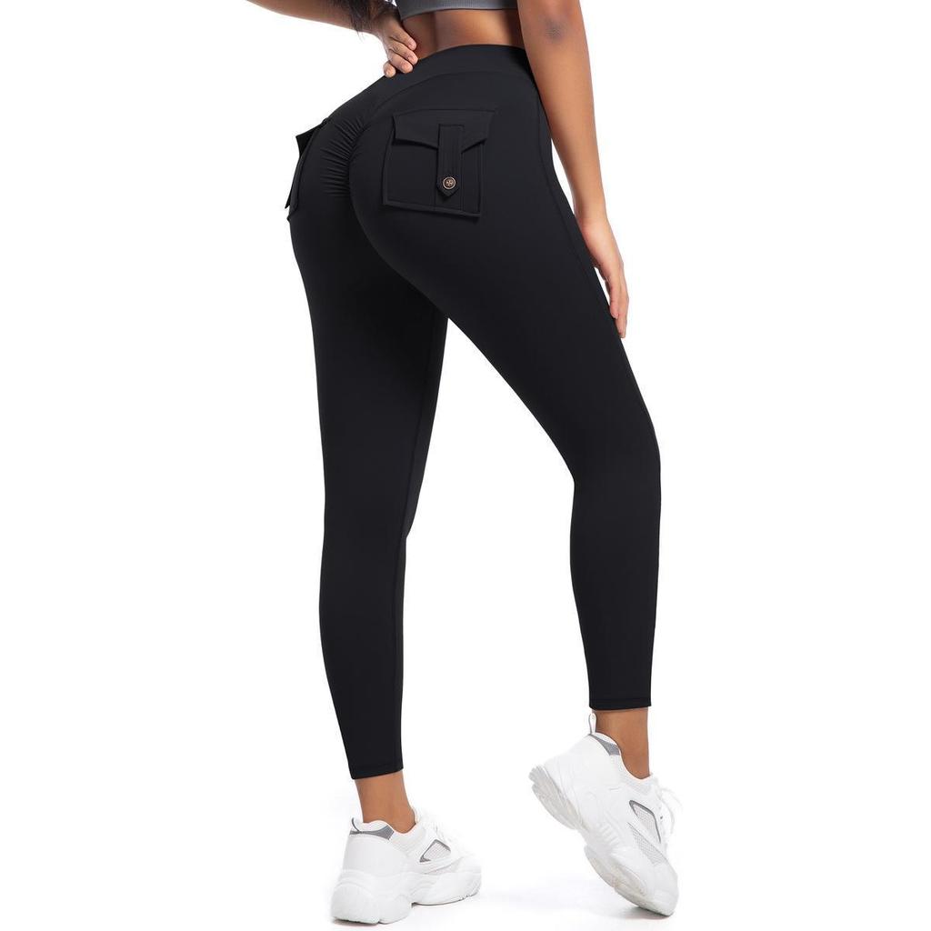 Damen High Waist Peach Cargo Leggings: Elastische, Hüfthebende, Schnelltrocknende Yogahose zum Laufen und für Fitness