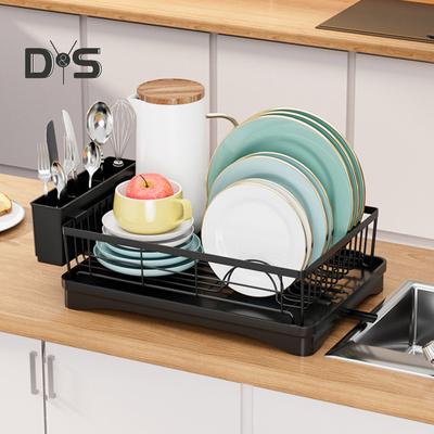 Escorredor de pratos Construção durável Economia de espaço Instalação simples Escorredor de pratos de bancada de cozinha Suporte de utensílios